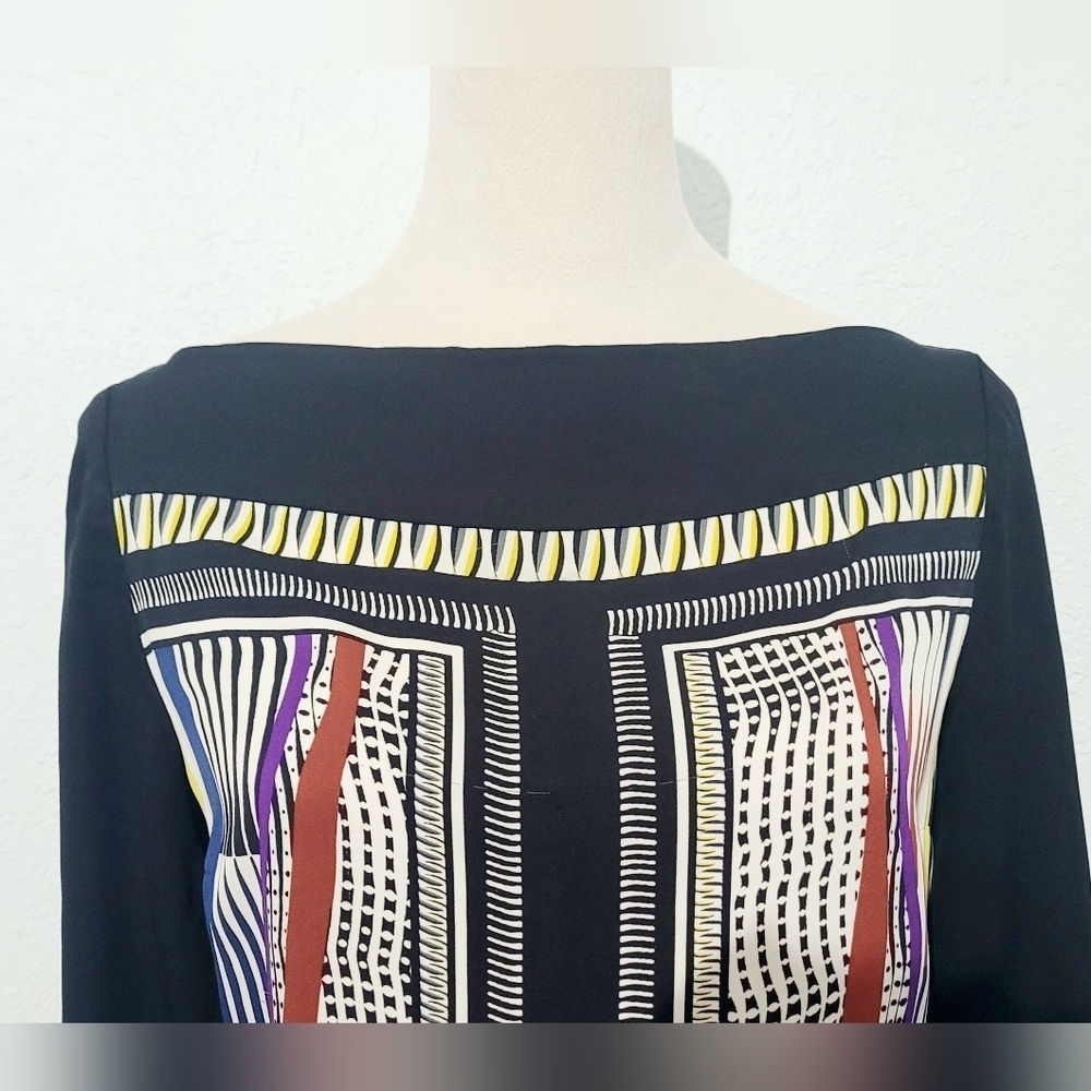 Diane von Furstenberg Silk Blend Shift Dress Women’s Size 6 Geometric Print - Picture 3 of 14
